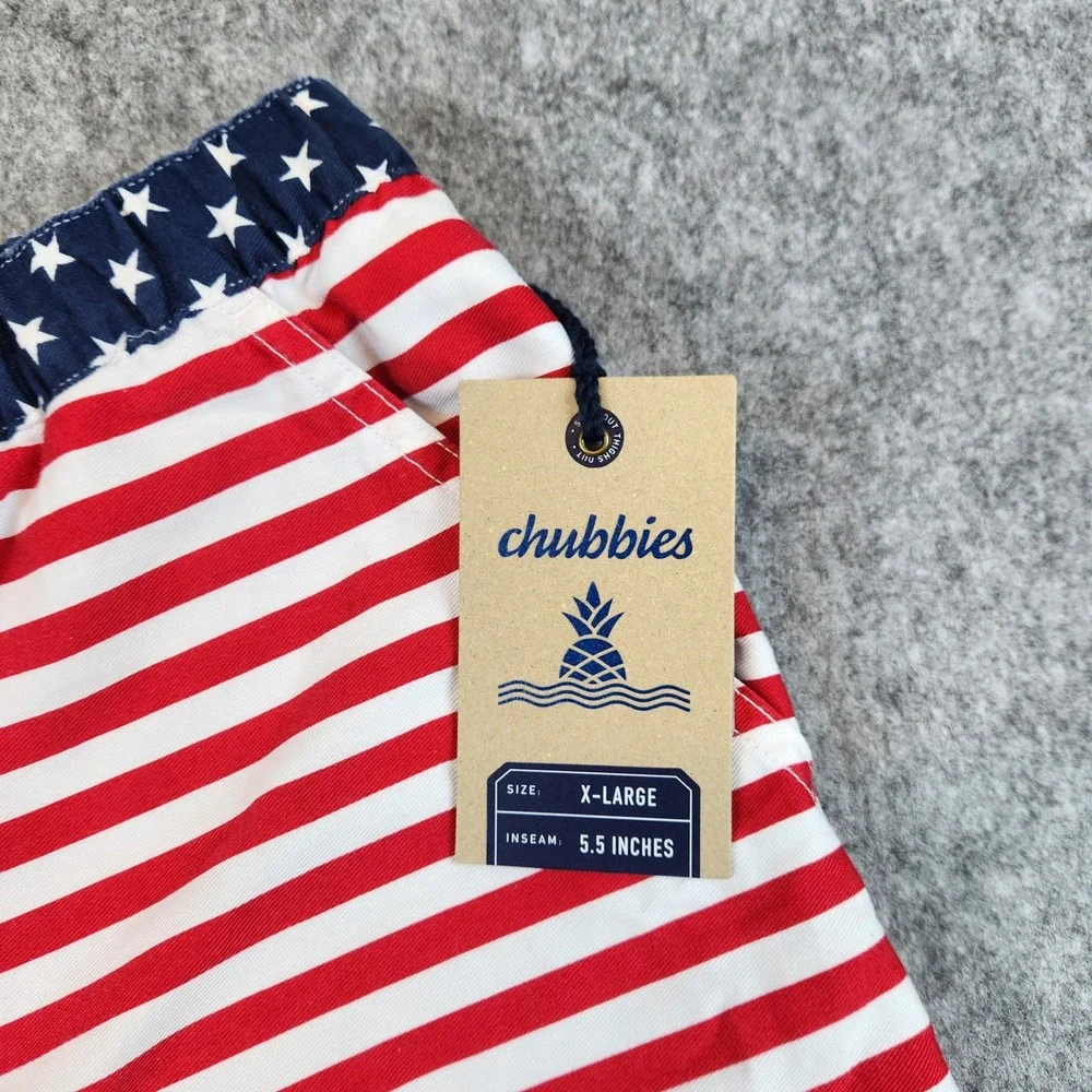 NWT Chubbies The Mericas Shorts Men XL Red White Blue Patriotic USA 5.5 Flag